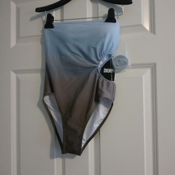 NWT DKNY Ombre Blue Strapless One Piece Swimsuit - Picture 4 of 14
